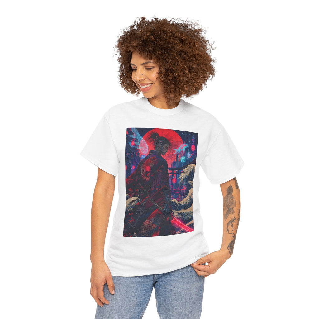 Cyber Samurai Tee — Neon Retro Anime Graphic T-Shirt