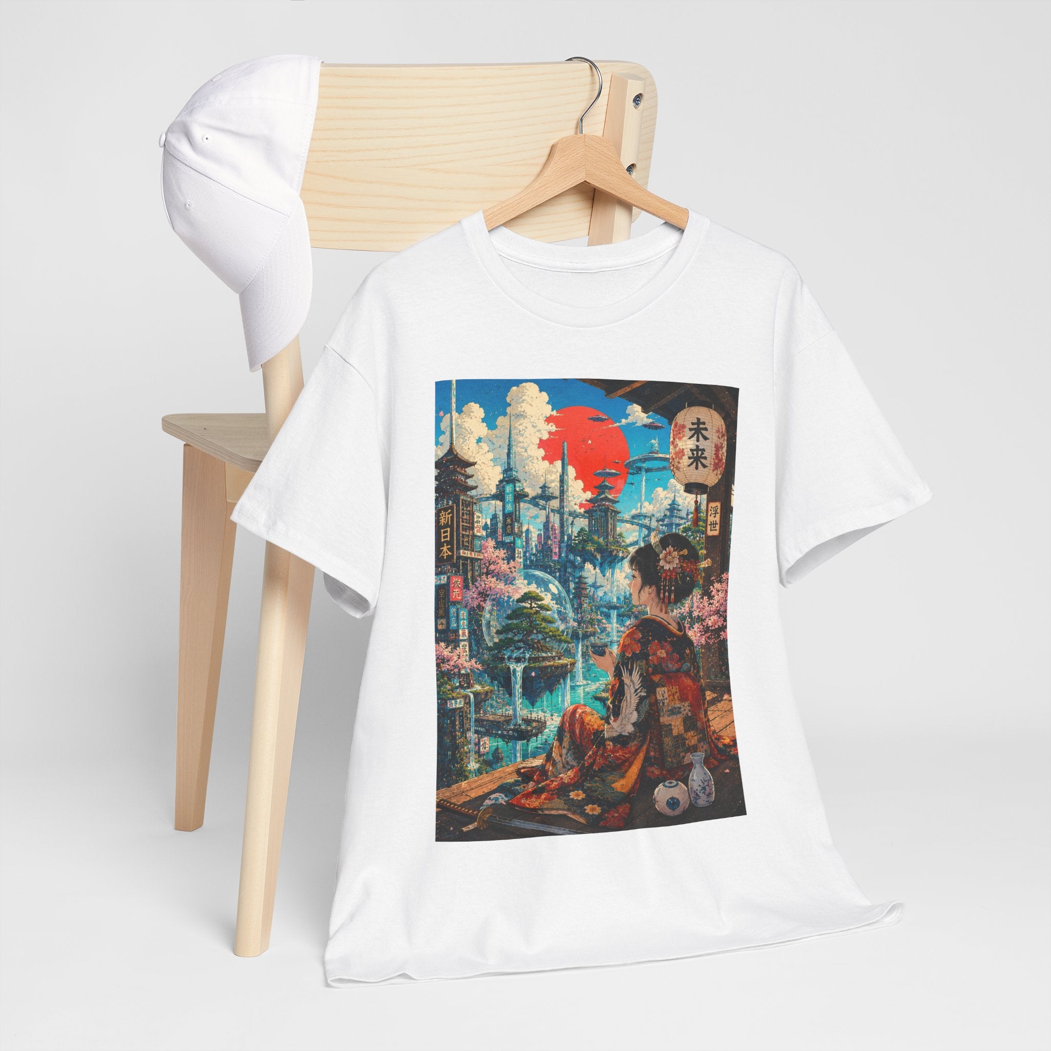 Cyber Geisha T‑Shirt — Futuristic Japanese Cityscape Graphic Tee - Japanese Streetwear T-Shirt | Tokyo Style X