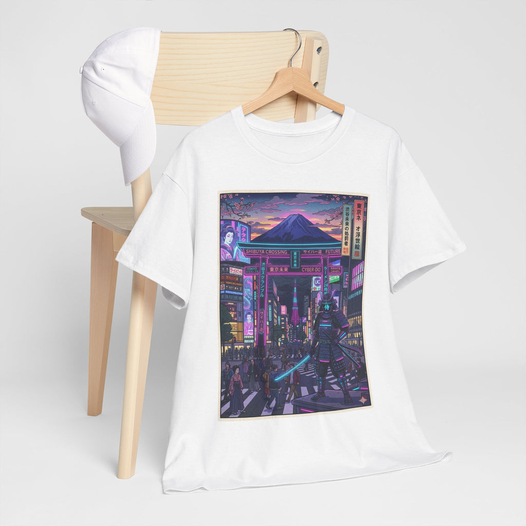 Cyberpunk Night Market T-Shirt — Neon Samurai Tokyo Streetwear