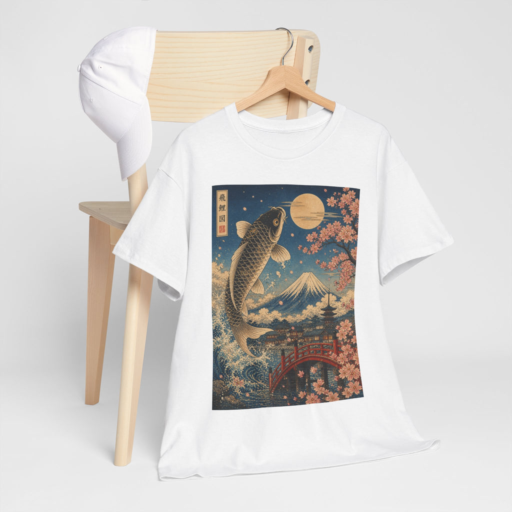 Koi & Mount Fuji T-Shirt — Japanese Cherry Blossom Retro Art Tee