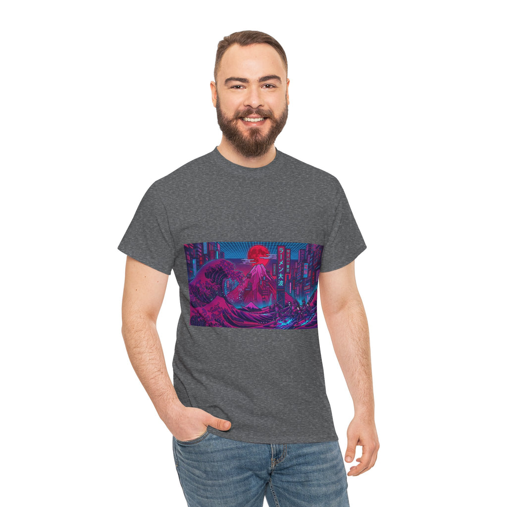 Cyberpunk Cityscape T‑Shirt — Neon Samurai Retro Wave Tee