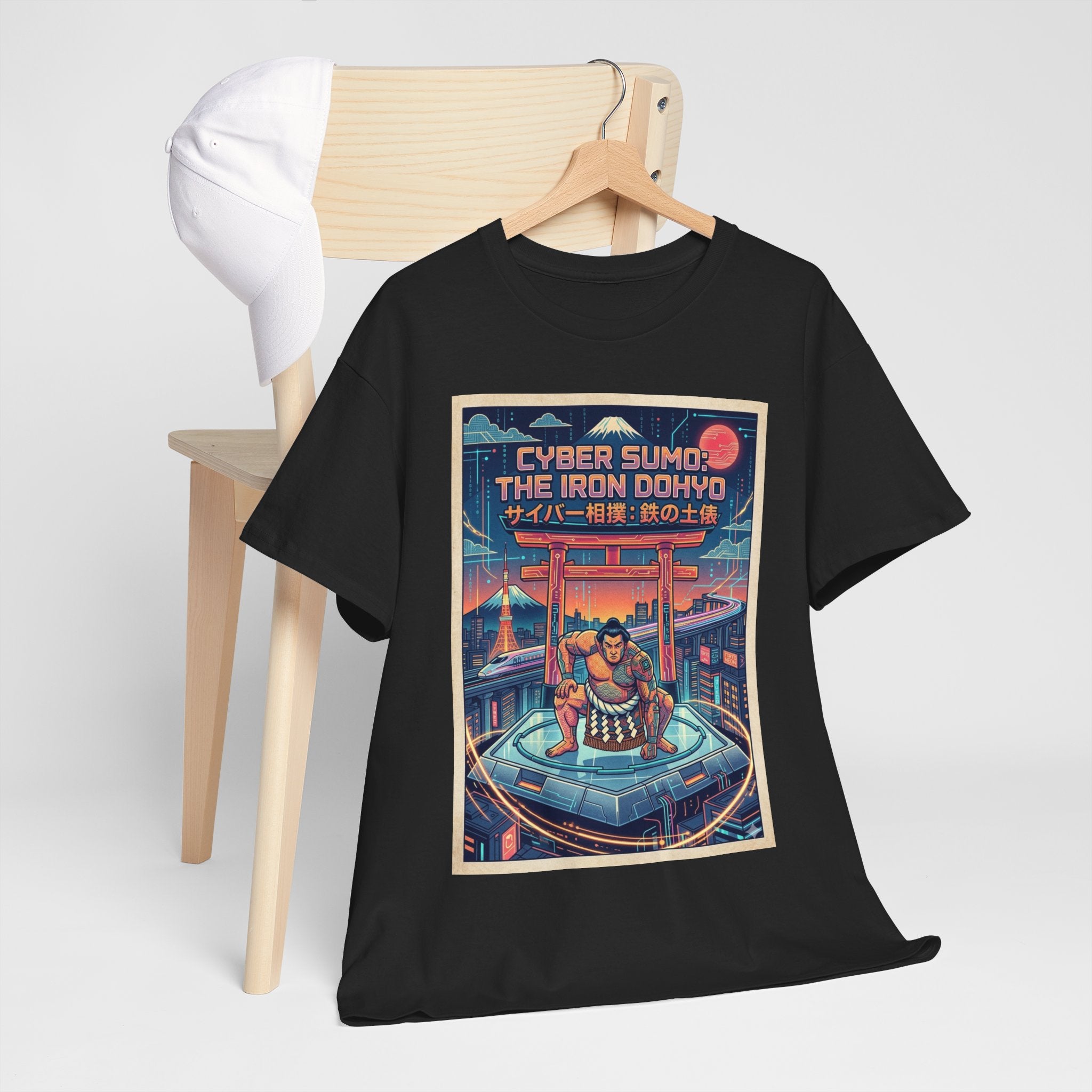 Cyber Sumo Tee — The Iron Dohyo Retro Futuristic Japanese Wrestling Graphic Shirt