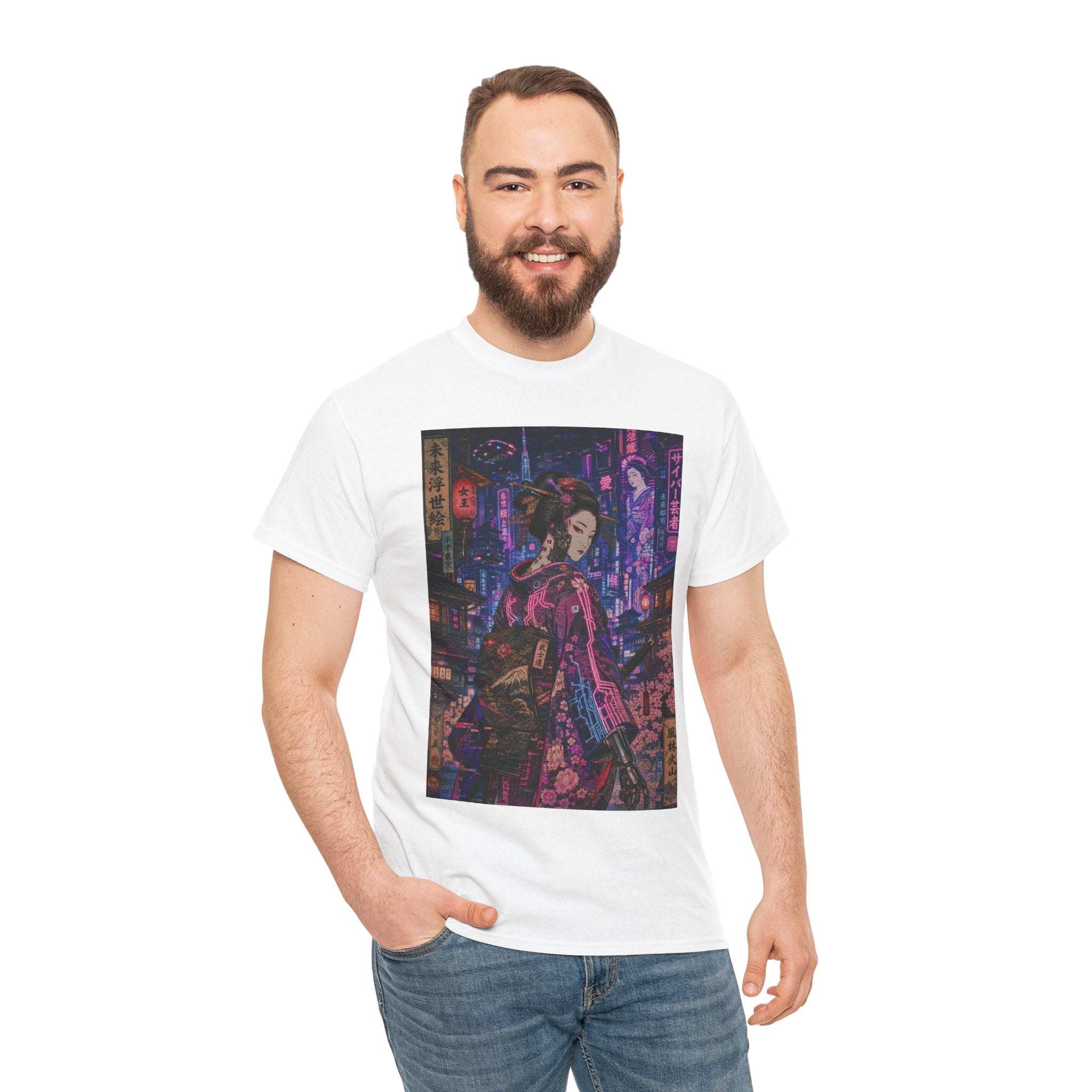 Cyberpunk Geisha Tee — Neon Tokyo Anime Streetwear