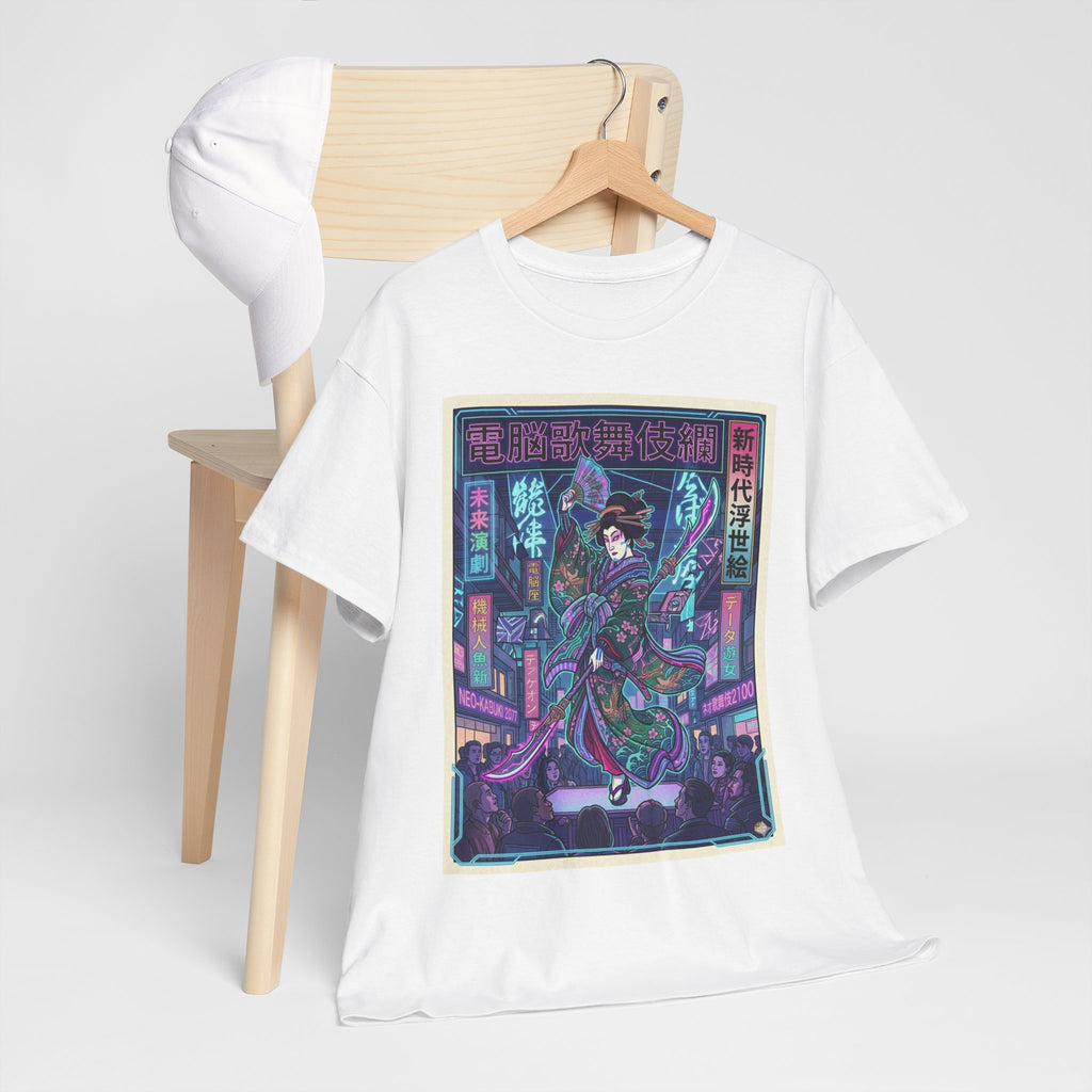 Cyberpunk Geisha T‑Shirt — Neon Tokyo Ukiyo‑e Graphic Tee - Japanese Streetwear T-Shirt | Tokyo Style X