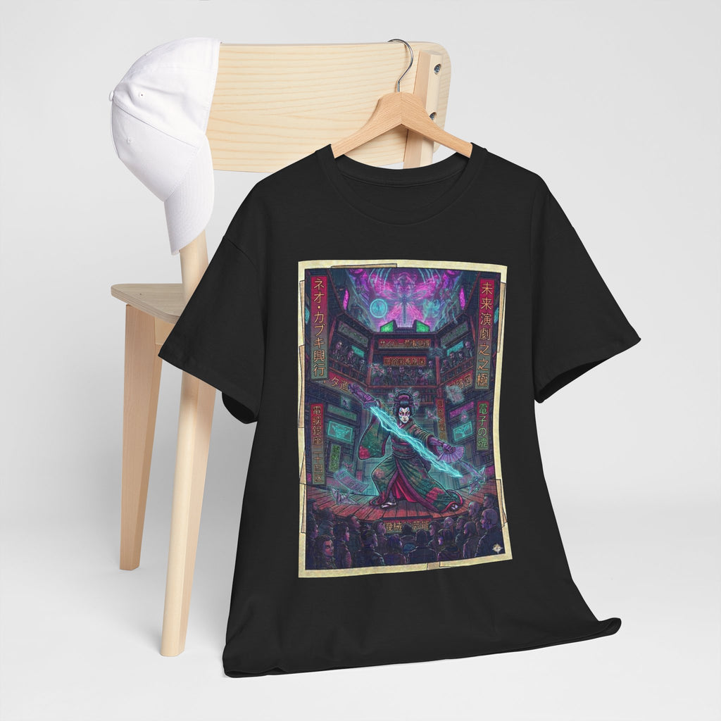 Cyberpunk Sorcerer Tee — Neon Mage Illustration Graphic T‑Shirt