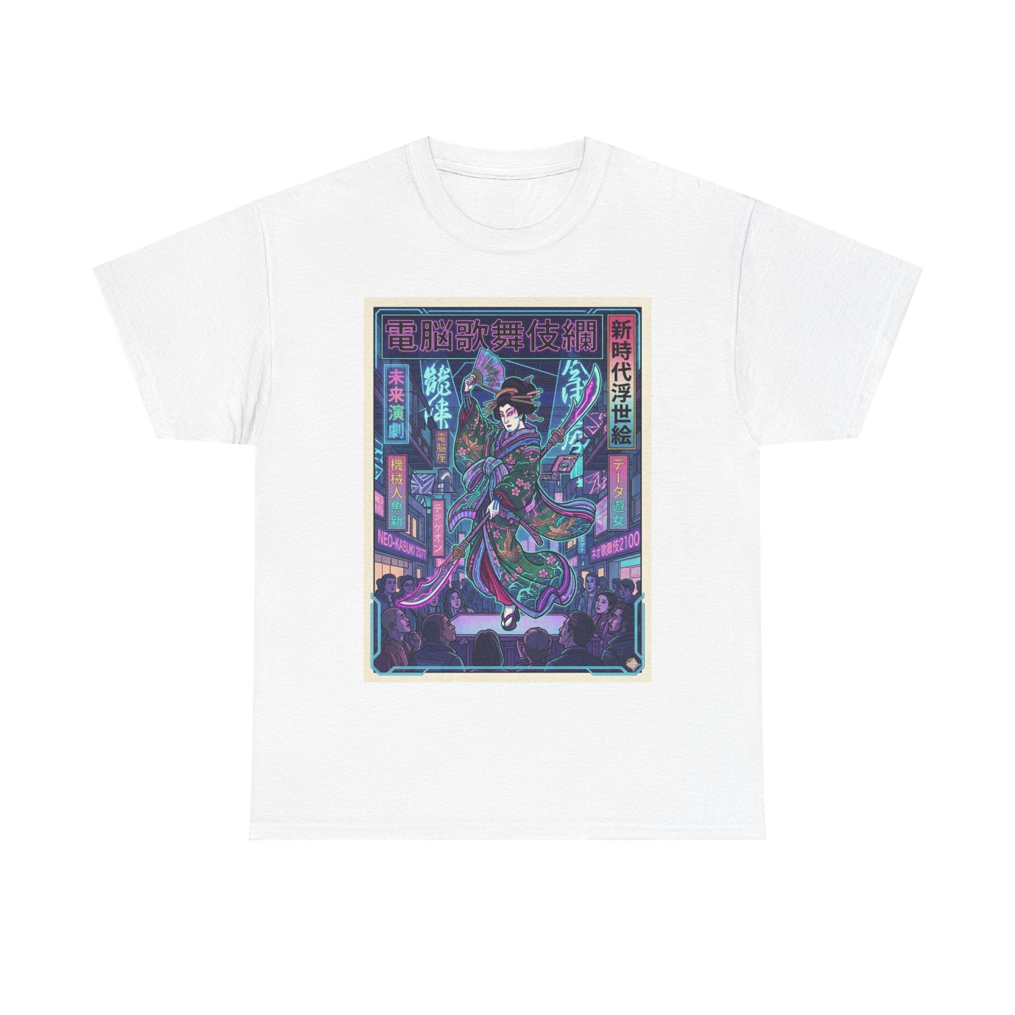 Cyberpunk Geisha T‑Shirt — Neon Tokyo Ukiyo‑e Graphic Tee - Japanese Streetwear T-Shirt | Tokyo Style X