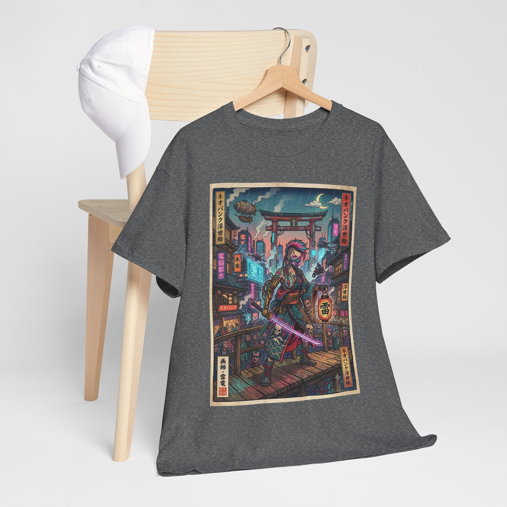 Cyber Samurai T‑Shirt — Neon Tokyo Warrior Graphic Tee