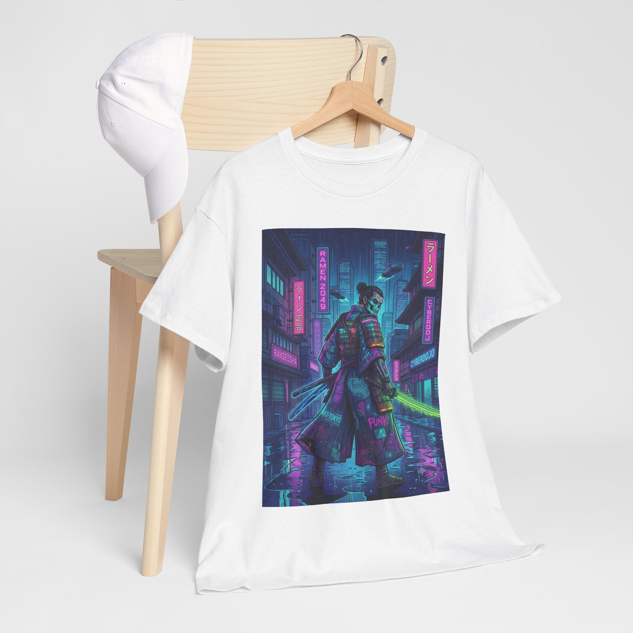 Cyberpunk Samurai T-Shirt — Neon City Night Rider Graphic Tee