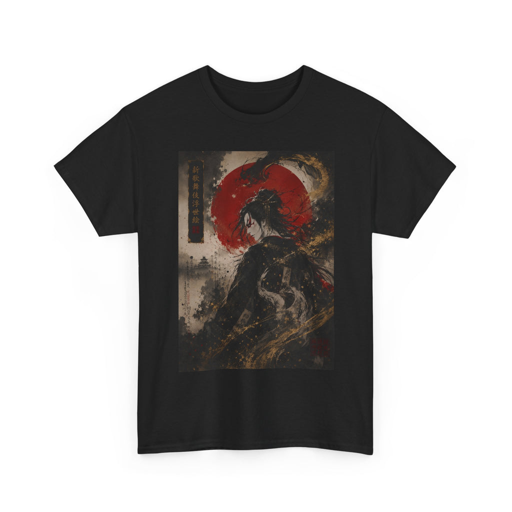 Samurai Wave Graphic Tee — Red Sun Japanese Warrior Art T‑Shirt