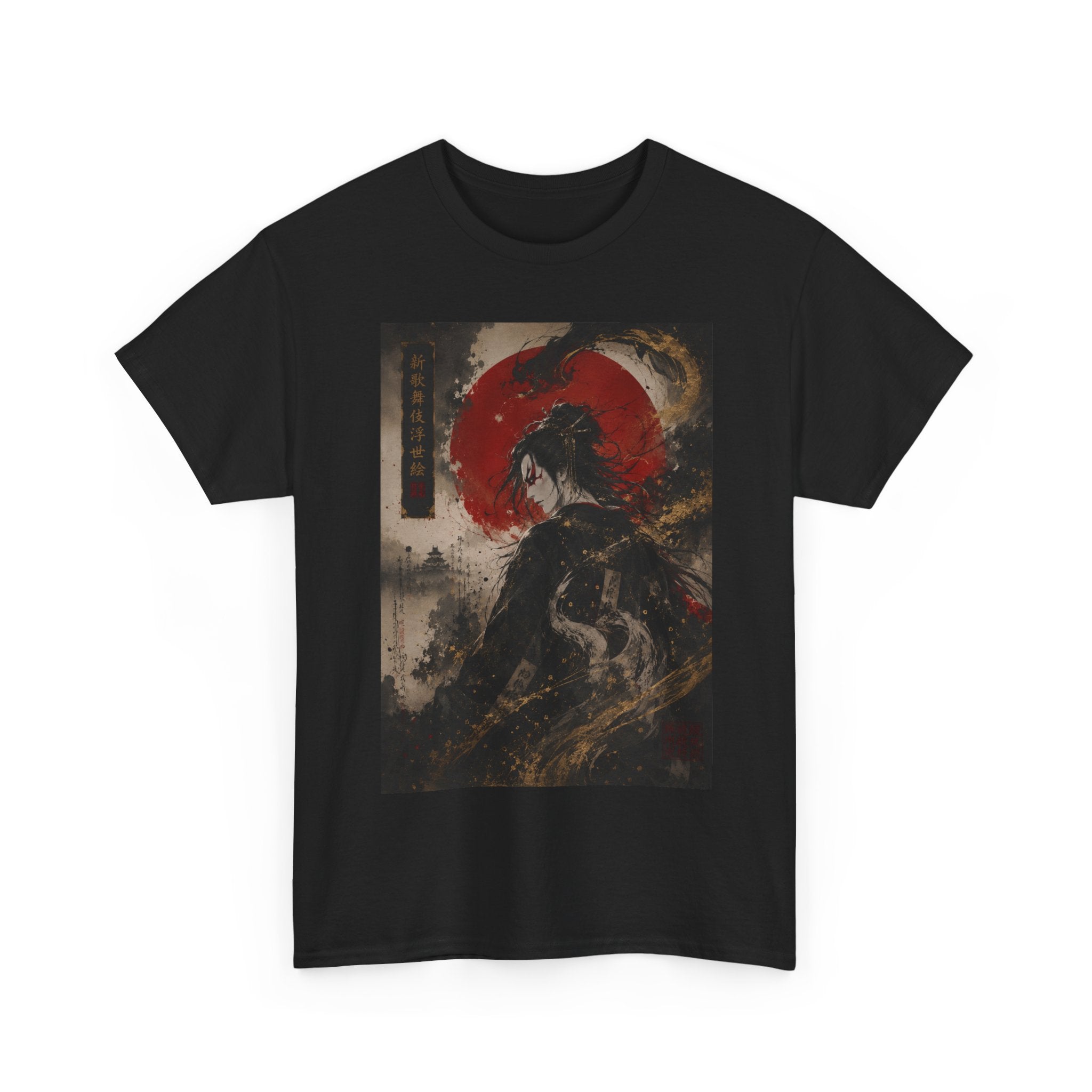 Samurai Wave Graphic Tee — Red Sun Japanese Warrior Art T‑Shirt
