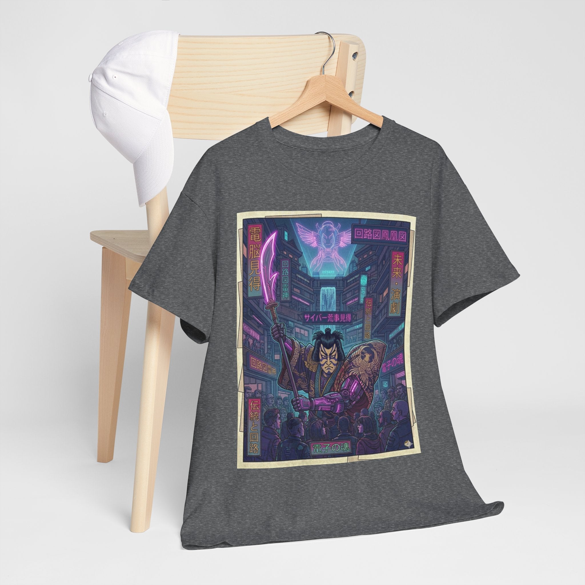 Cyberpunk Samurai T-Shirt — Neon Night Streets Graphic Tee - Japanese Streetwear T-Shirt | Tokyo Style X