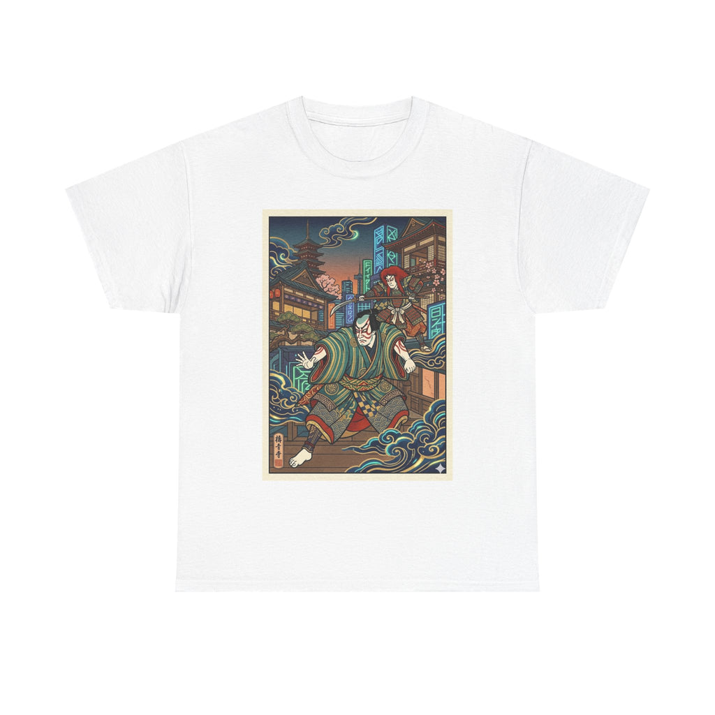 Samurai Night Streetwear Tee — Vintage Ukiyo-e Style Japanese Warrior Graphic Shirt