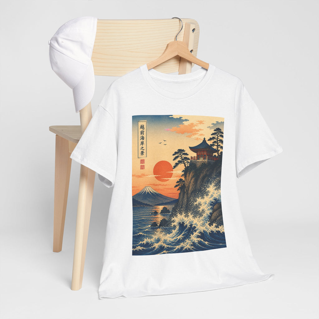 Japanese Sunset Wave T-Shirt — Vintage Mt. Fuji Ukiyo-e Graphic Tee