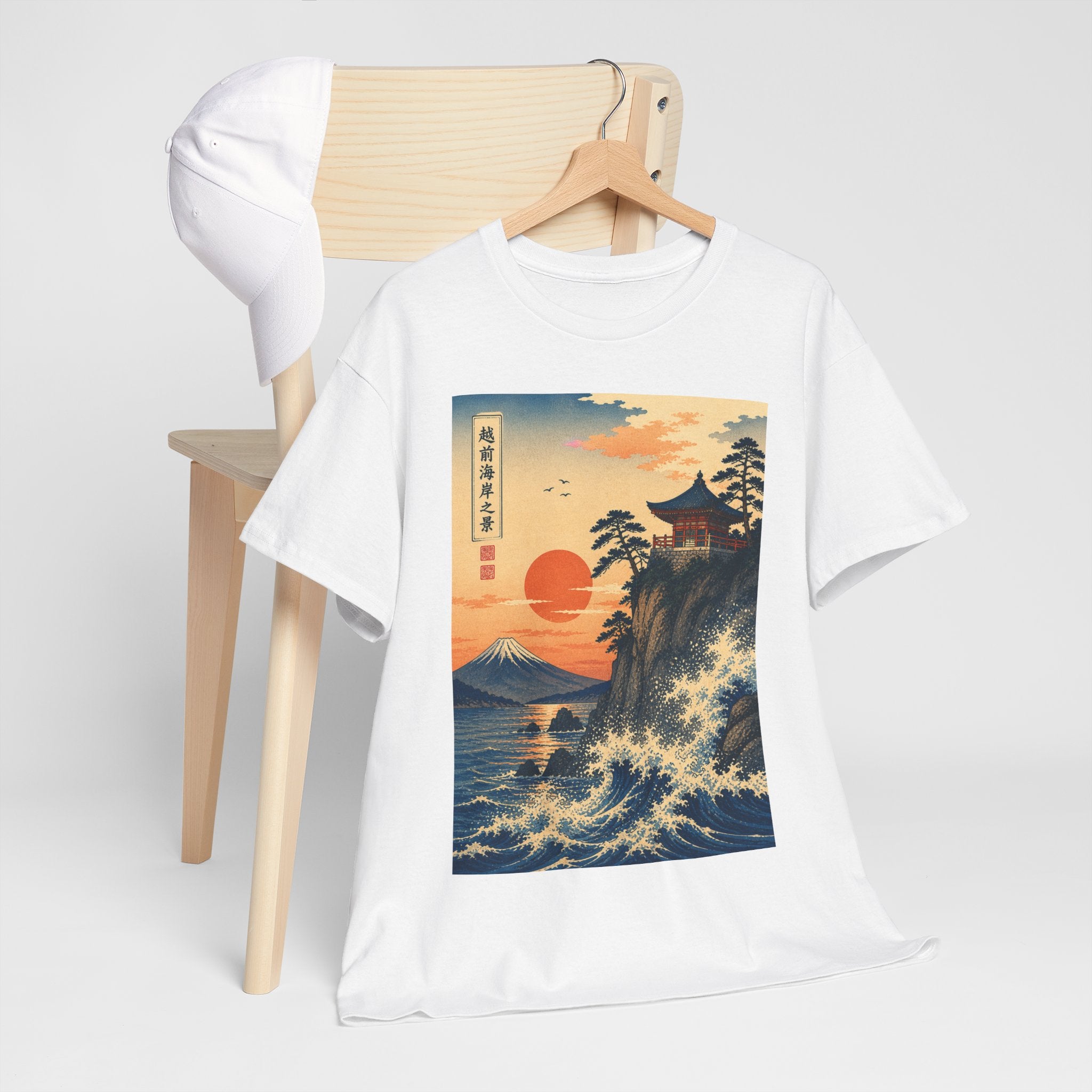 Japanese Sunset Wave T-Shirt — Vintage Mt. Fuji Ukiyo-e Graphic Tee