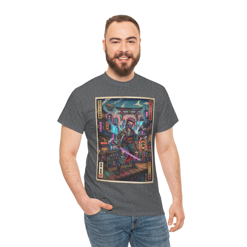 Cyber Samurai T‑Shirt — Neon Tokyo Warrior Graphic Tee