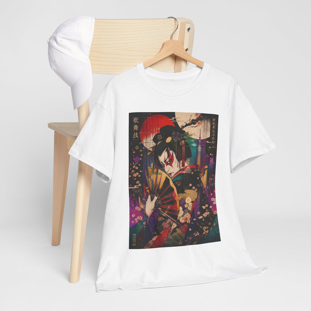 Geisha Nightscape T-Shirt — Neon Japanese Art Print Tee