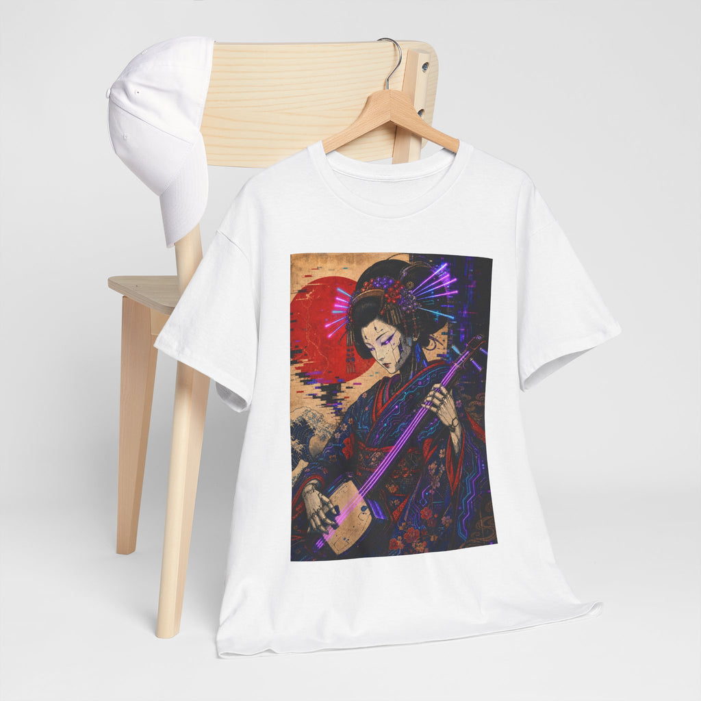 Geisha Musician Graphic Tee — Vintage Japanese Shamisen Art T-Shirt