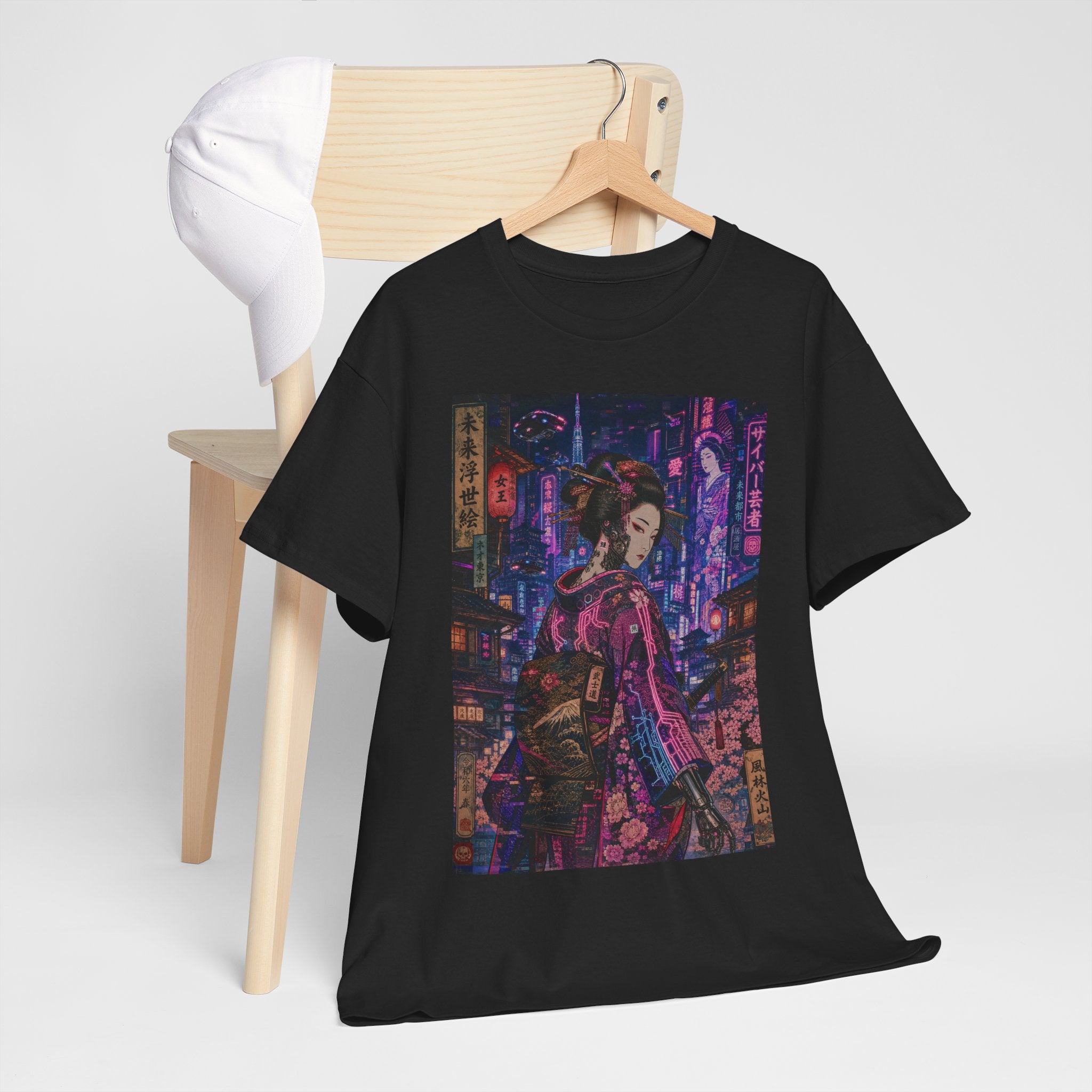 Cyberpunk Geisha Tee — Neon Tokyo Anime Streetwear