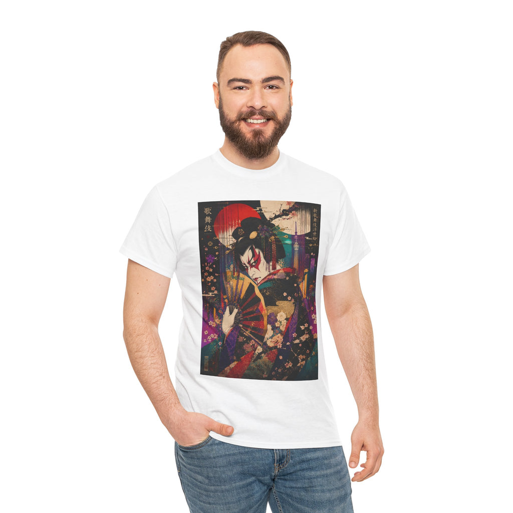 Geisha Nightscape T-Shirt — Neon Japanese Art Print Tee