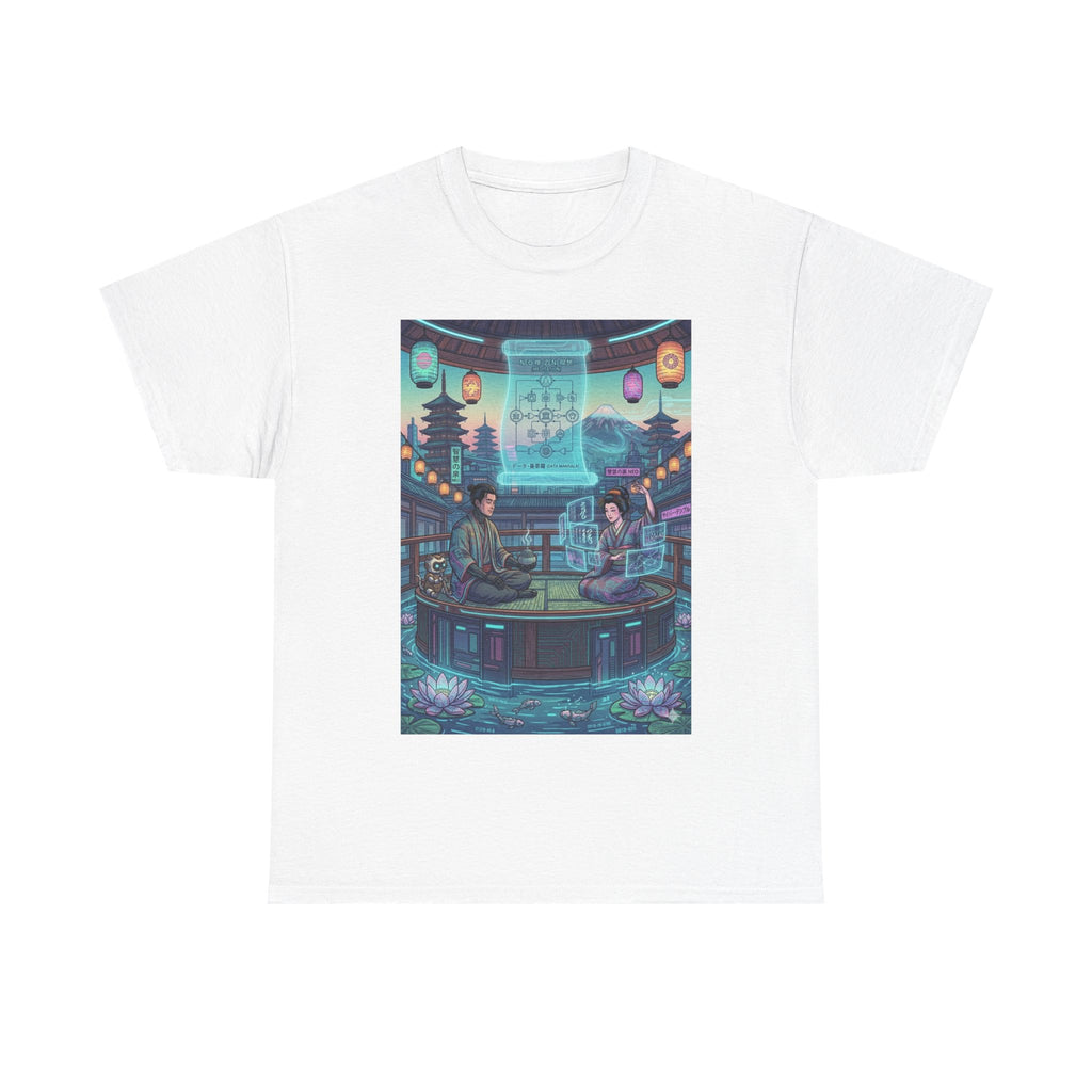 Cyber Tea House T‑Shirt — Neon Japanese Cafe Scene - Japanese Streetwear T-Shirt | Tokyo Style X