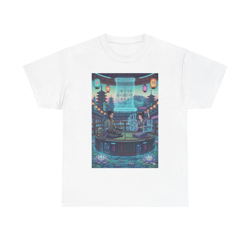 Cyber Tea House T‑Shirt — Neon Japanese Cafe Scene - Japanese Streetwear T-Shirt | Tokyo Style X