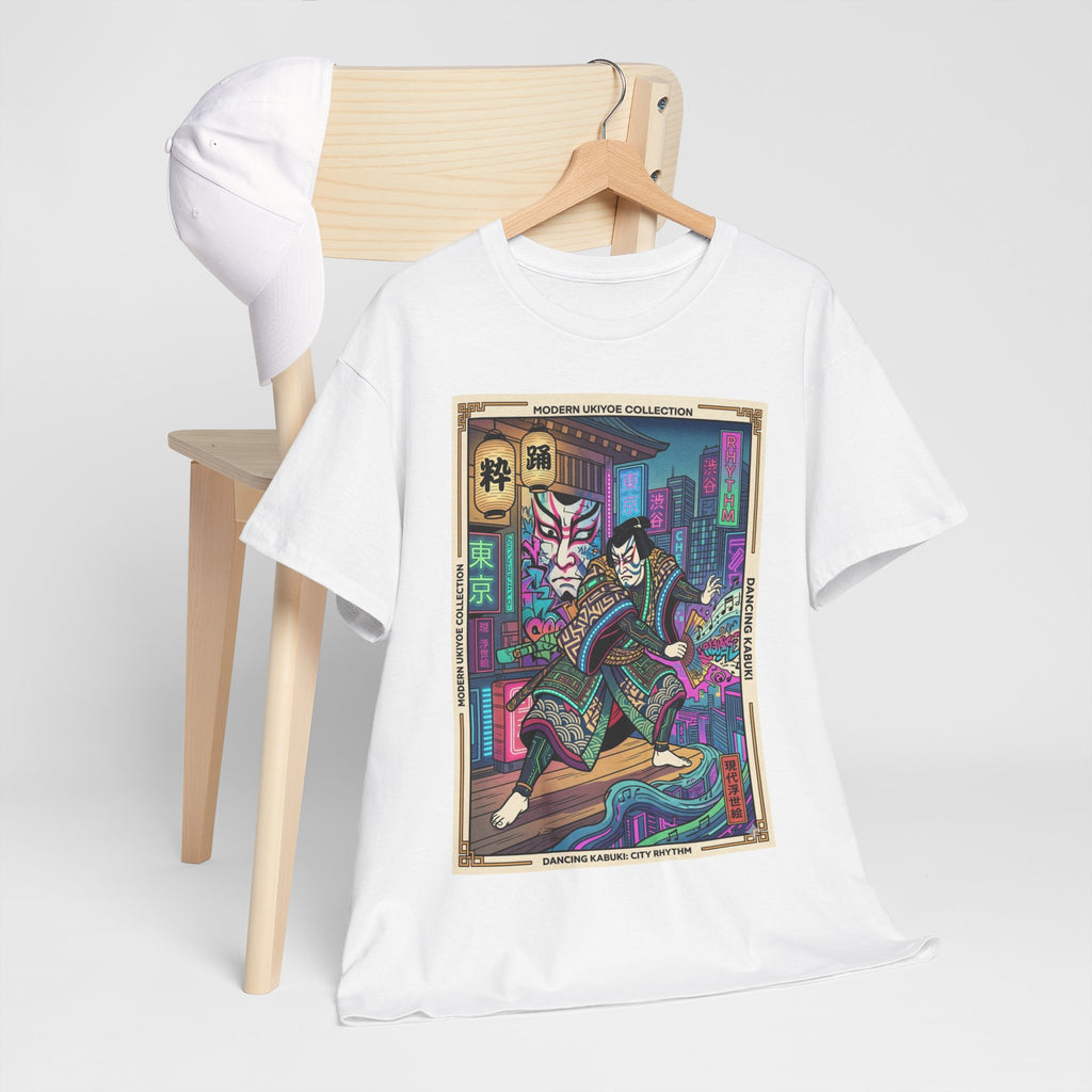 Kabuki Cyberpunk T-Shirt — Neon Samurai Art Tee