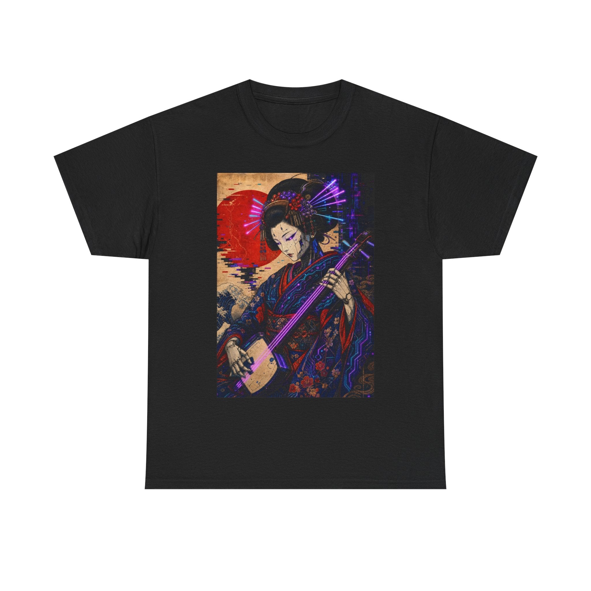 Geisha Shamisen Art Tee — Japanese Vintage-Inspired Music Graphic T-Shirt - Japanese Streetwear T-Shirt | Tokyo Style X