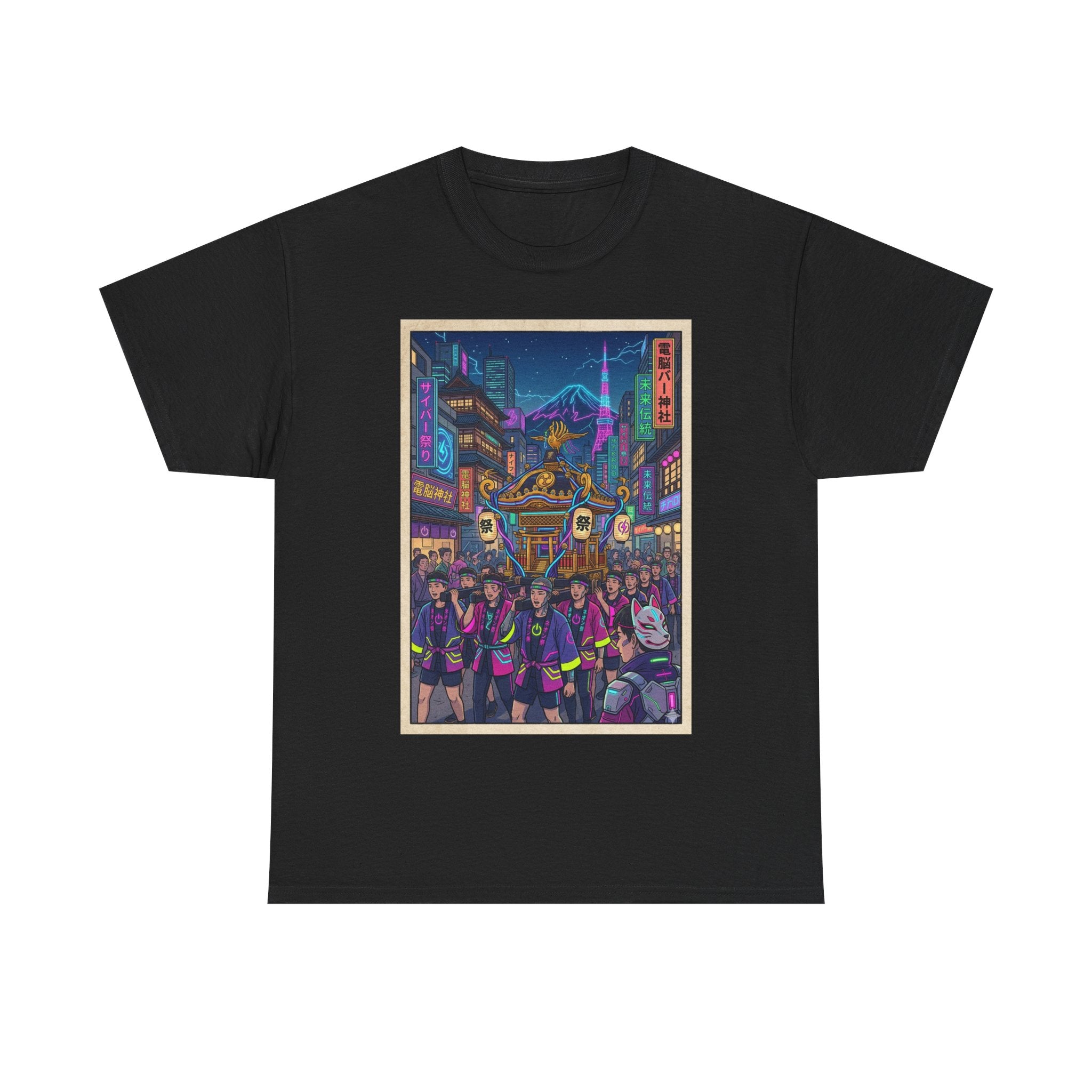 Cyberpunk City Night T-Shirt — Neon Tokyo Street Scene Graphic Tee