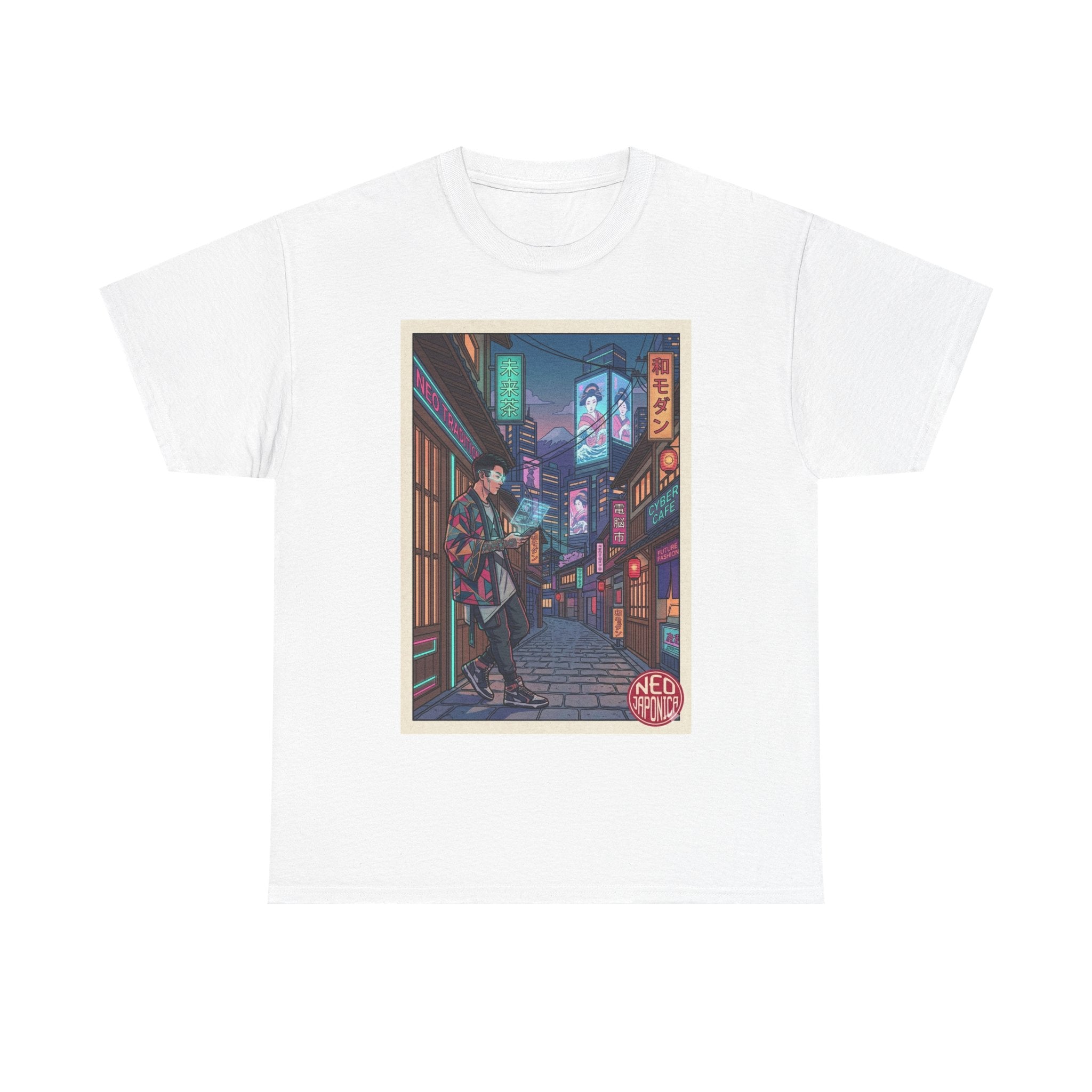 T-Shirt — Neon City Anime Streetwear Tee (Cyberpunk Nightscape) - Japanese Streetwear T-Shirt | Tokyo Style X