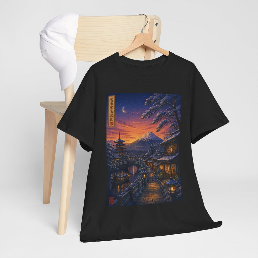 Japanese Nightscape Tee — Sunset Pagoda Streetwear