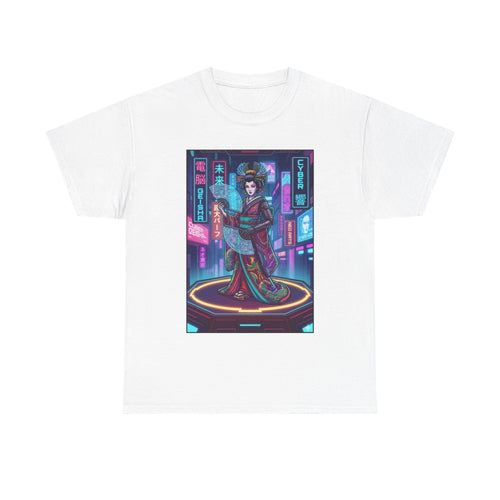 Geisha Cyberpunk T-Shirt — Neon Tokyo Aesthetic Graphic Tee - Japanese Streetwear T-Shirt | Tokyo Style X
