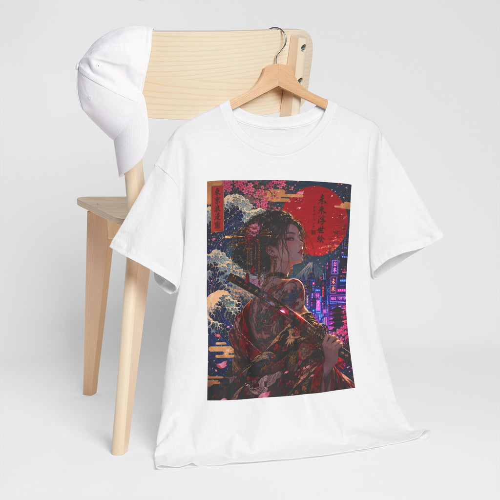 Cyberpunk Geisha T-Shirt — Neon Samurai Art Tee