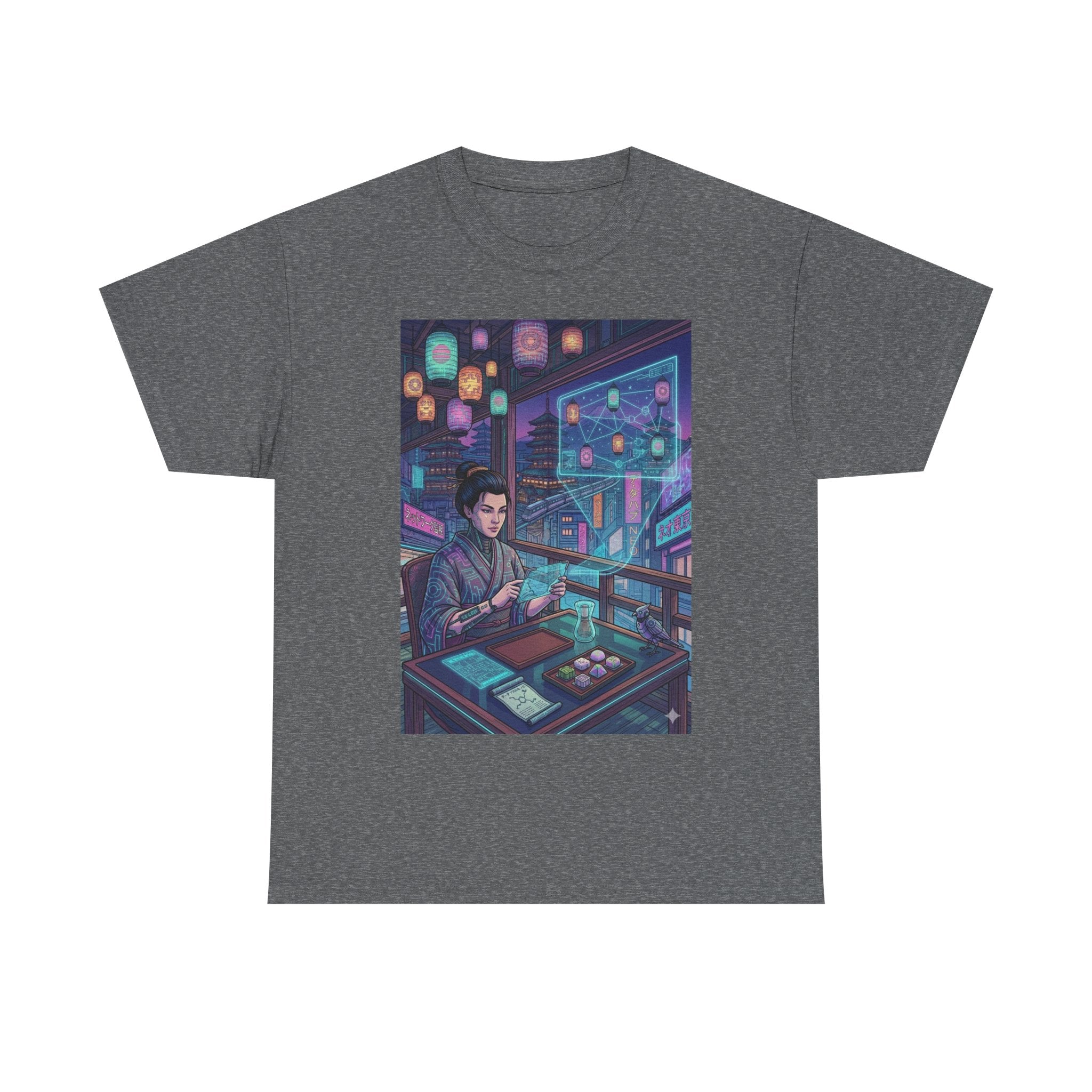 Cyberpunk Programmer Tee — Neon Night City Tech Art T-Shirt - Japanese Streetwear T-Shirt | Tokyo Style X