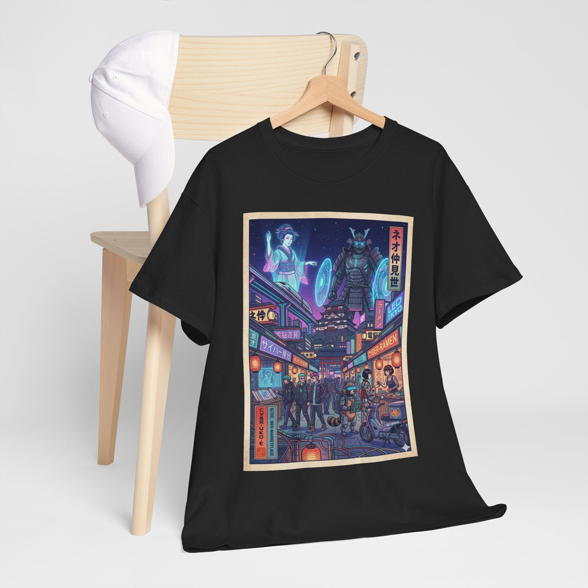 Cyberpunk Tokyo Alley T-Shirt — Neon Night Market Graphic Tee