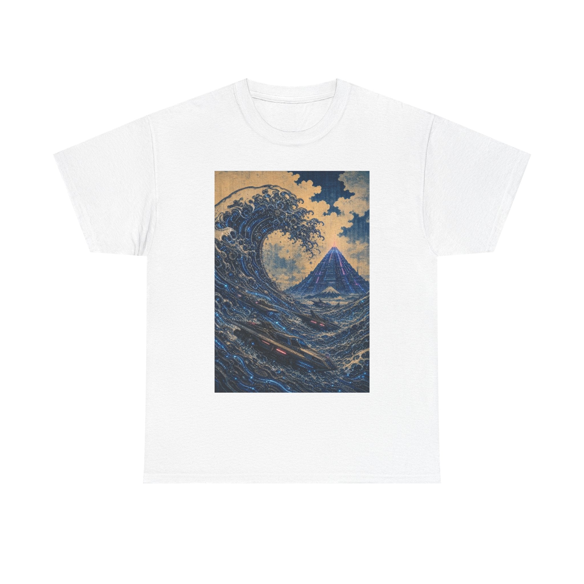 Wave & Mount Fuji Art Tee — Vintage Japanese Wave Graphic T-Shirt