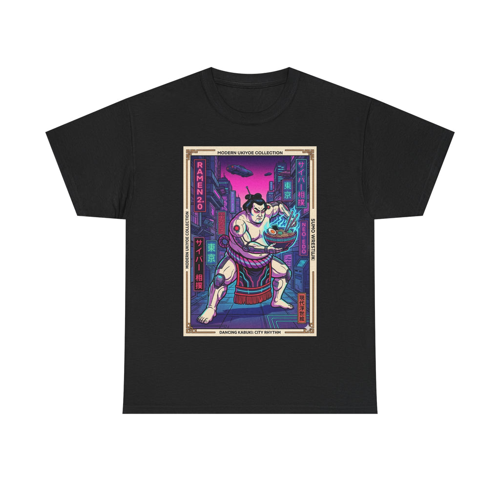 Sumo Warrior Graphic Tee — Neon Retro Japanese Urban Art T-Shirt