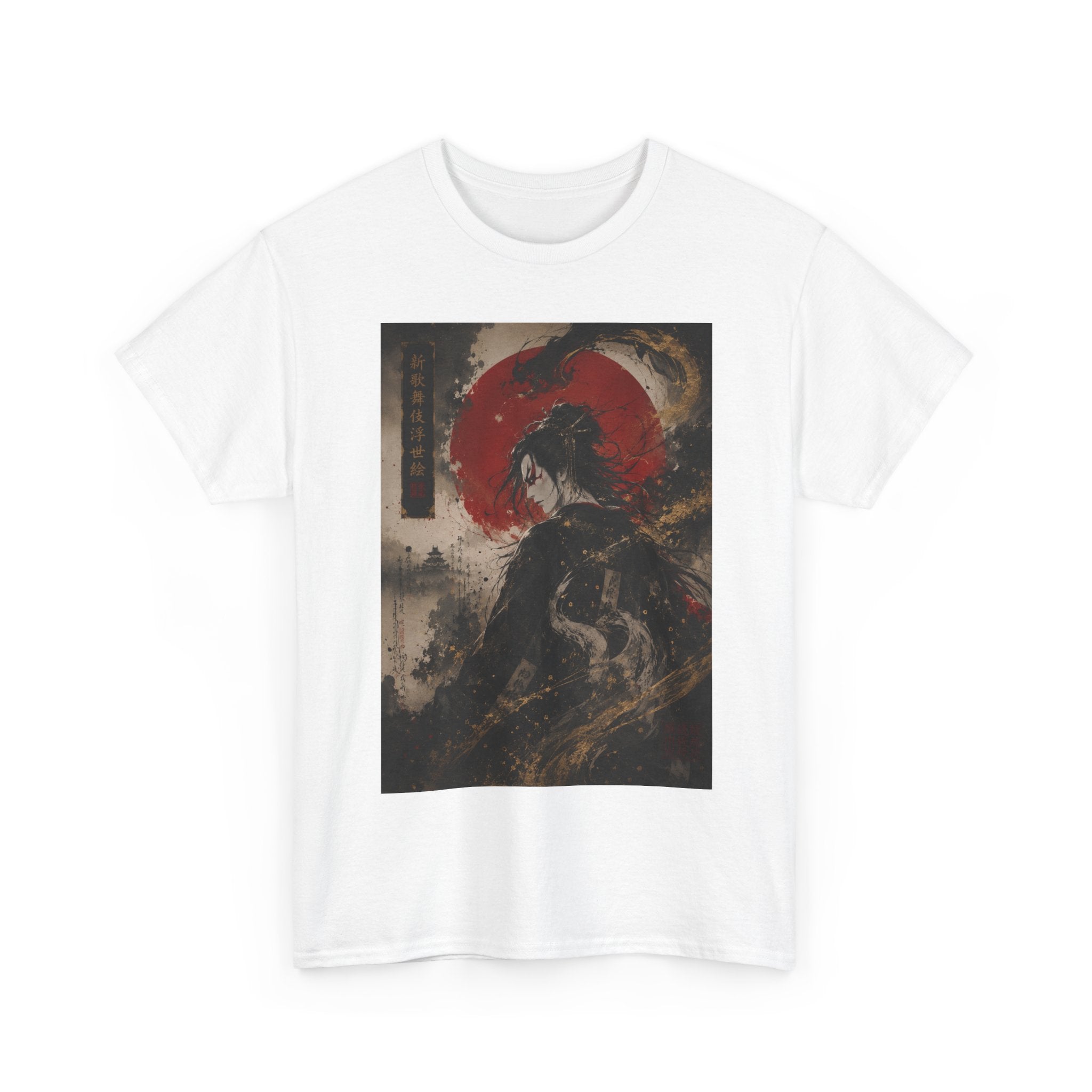 Samurai Wave Graphic Tee — Red Sun Japanese Warrior Art T‑Shirt