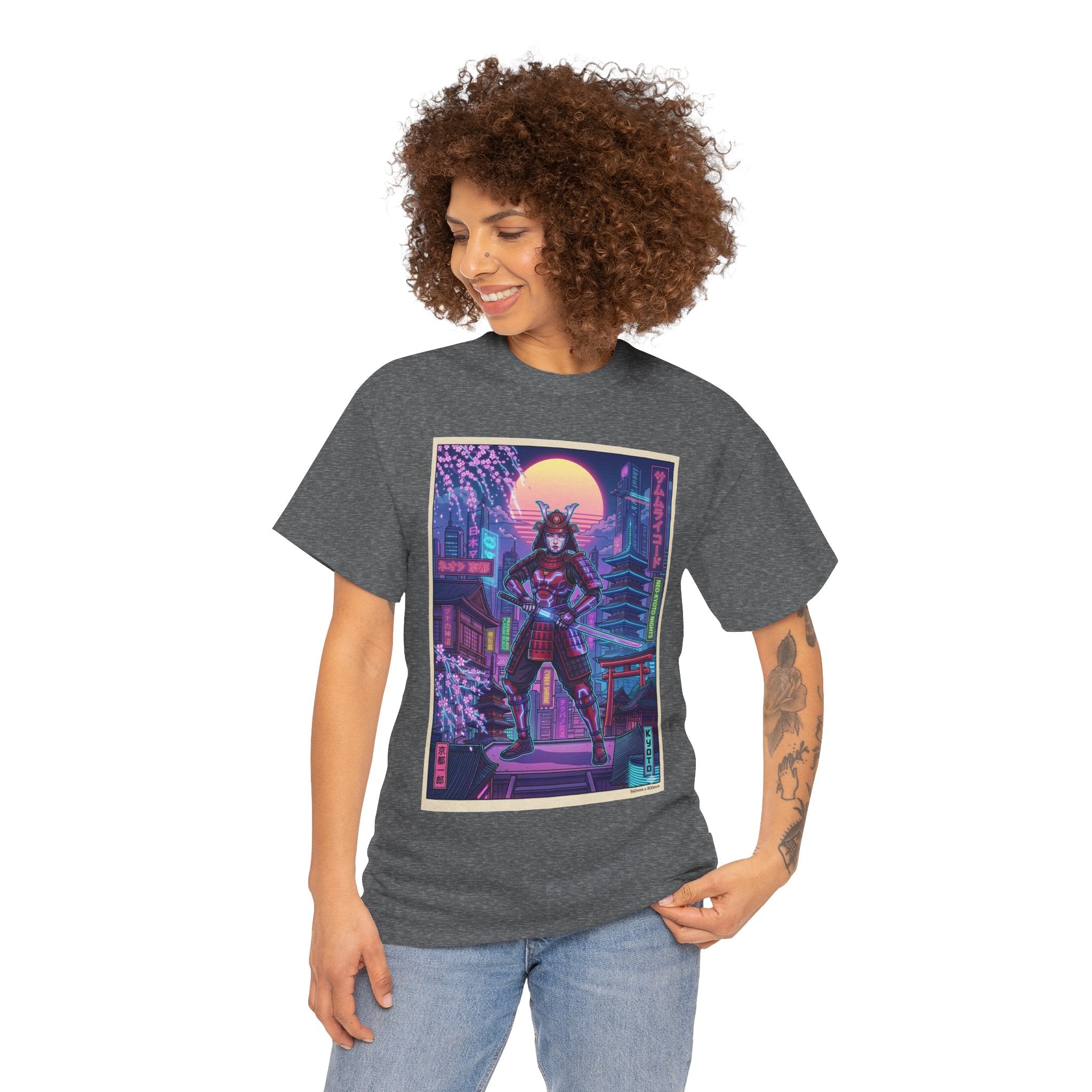 Cyberpunk Samurai T-Shirt — Neon Tokyo Night Graphic Tee - Japanese Streetwear T-Shirt | Tokyo Style X