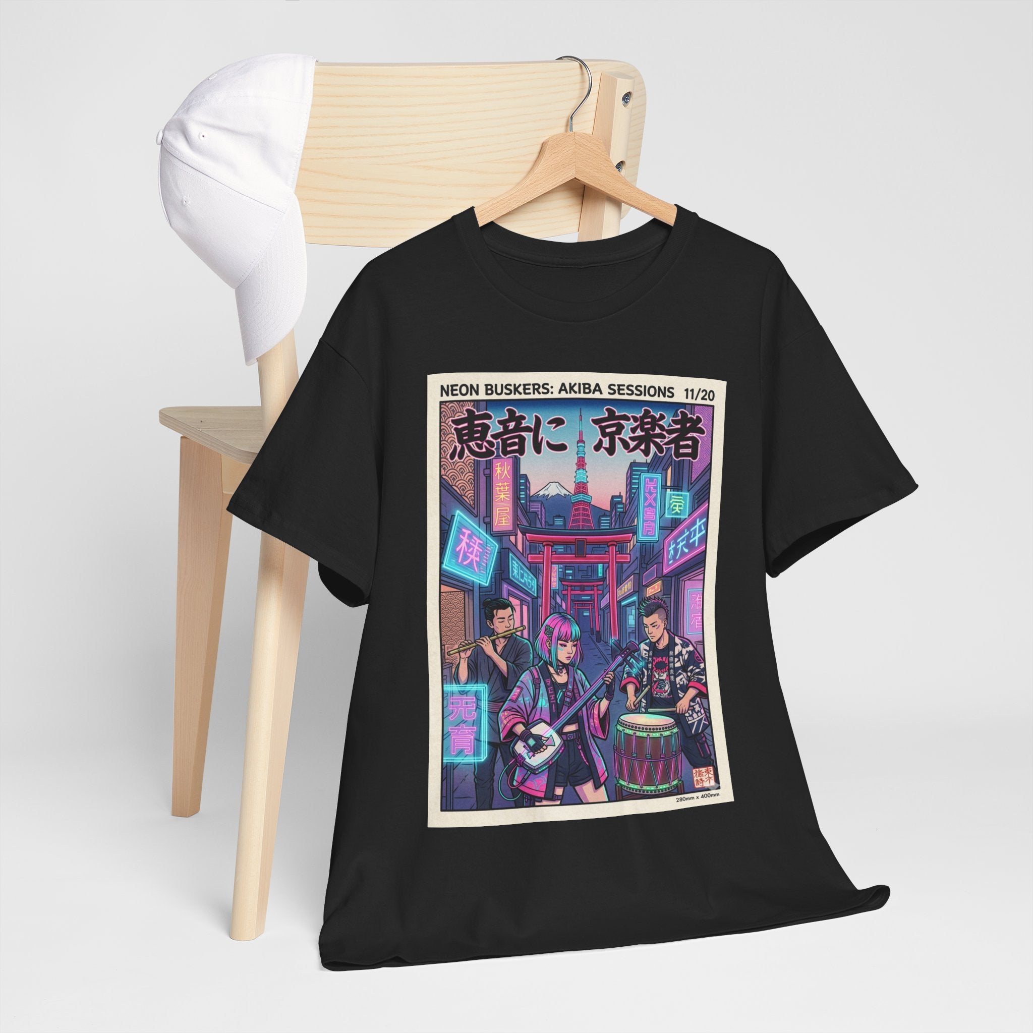 Japanese Night Market Band Tee — Neon Akiba Sessions Graphic T-Shirt