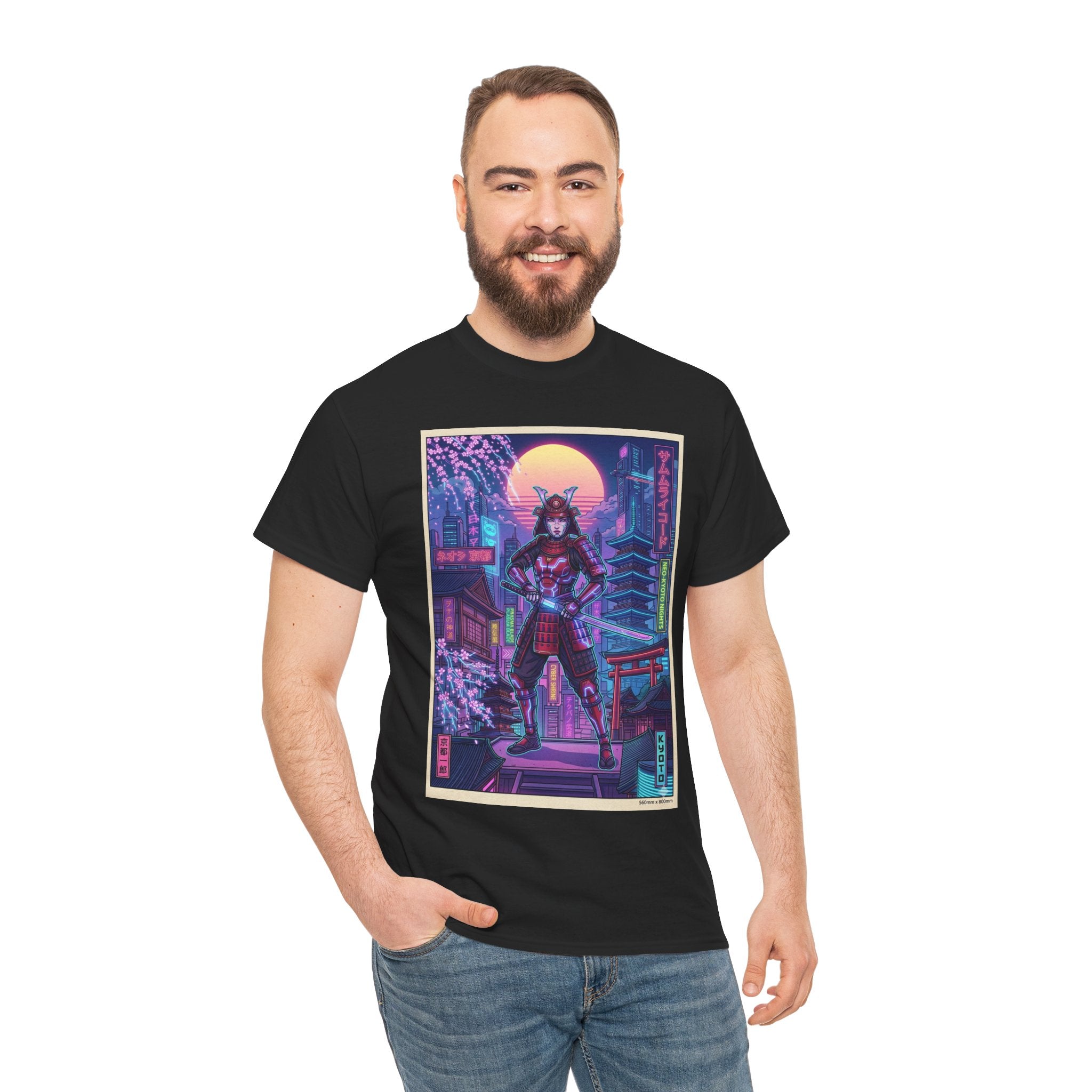 Cyberpunk Samurai T-Shirt — Neon Tokyo Night Graphic Tee - Japanese Streetwear T-Shirt | Tokyo Style X