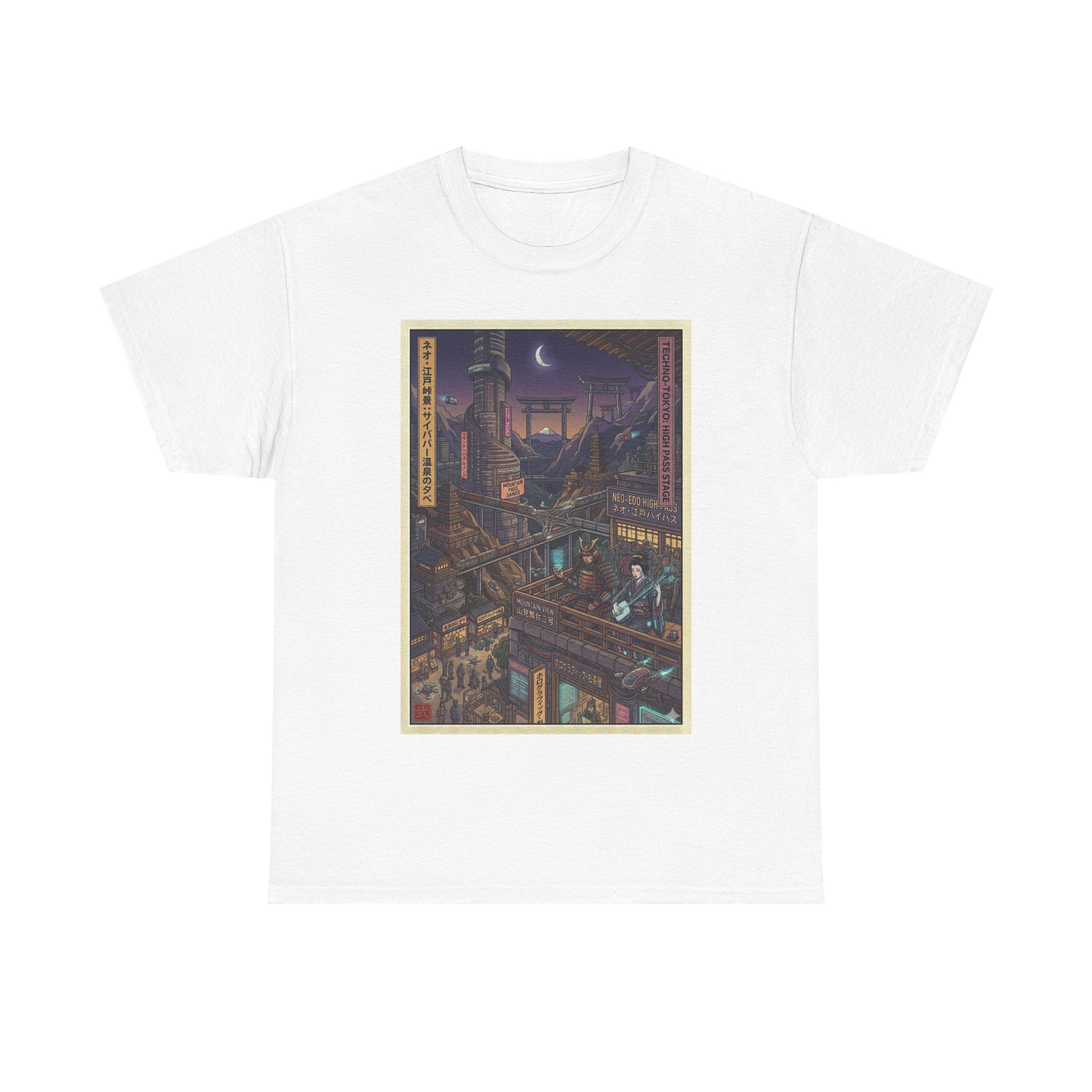 City of Lanterns Nightscape Tee — Cyberpunk Illustration T-Shirt - Japanese Streetwear T-Shirt | Tokyo Style X