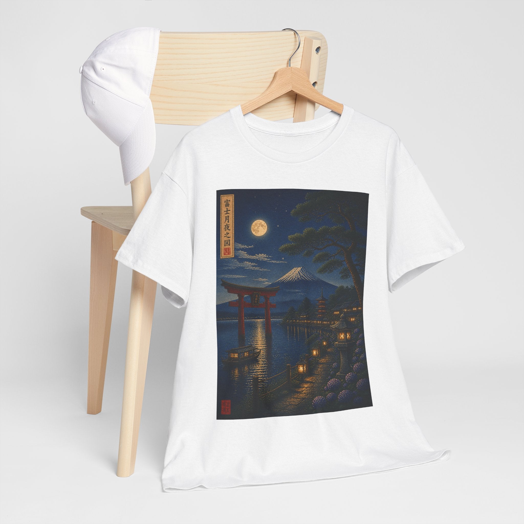 Japanese Nightscape Tee — Torii Gate Moonlit Ukiyo-e Shirt