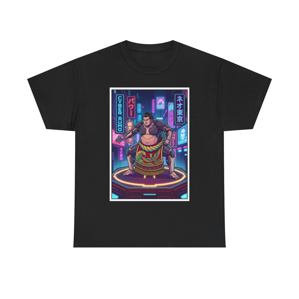Cyberpunk Sumo Warrior T-Shirt — Neon Japanese Street Art Tee
