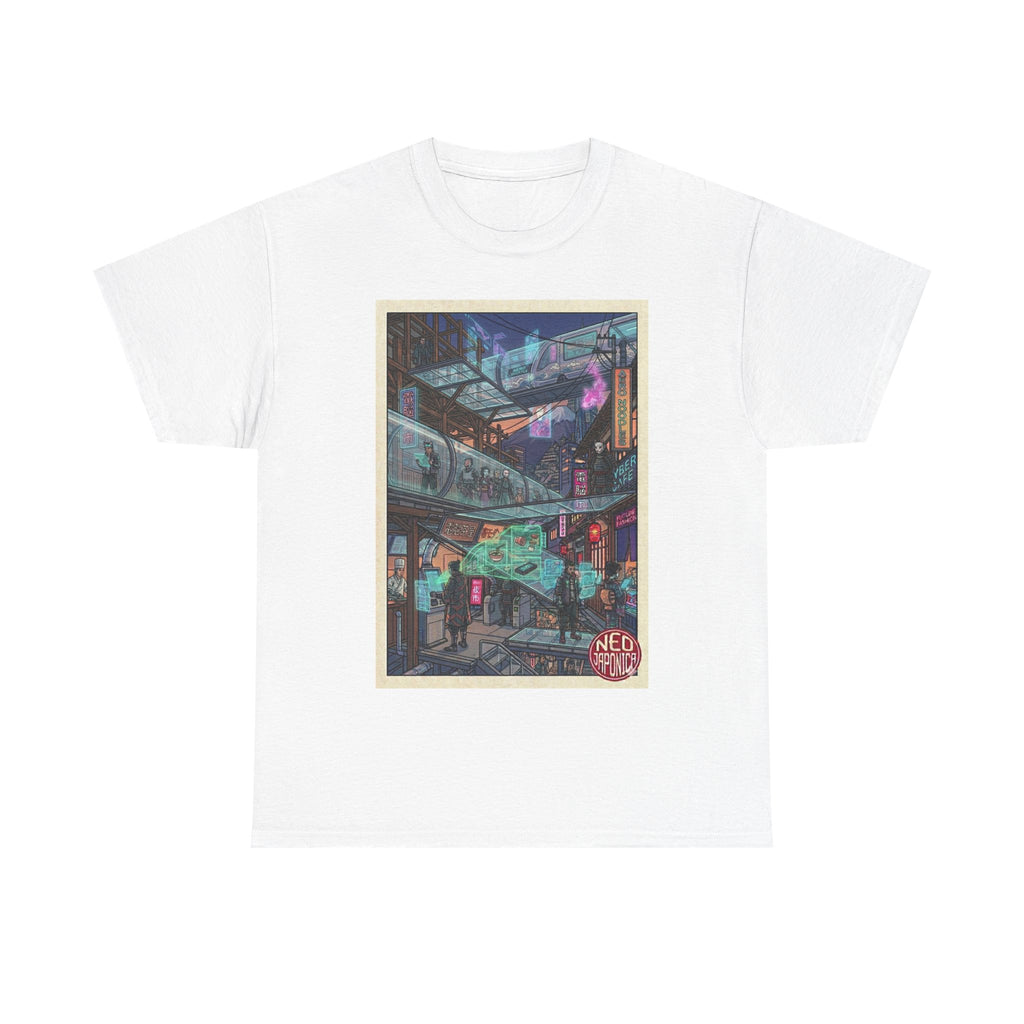 Cyberpunk Cityscape T-Shirt — Neon Alley Urban Art Tee - Japanese Streetwear T-Shirt | Tokyo Style X