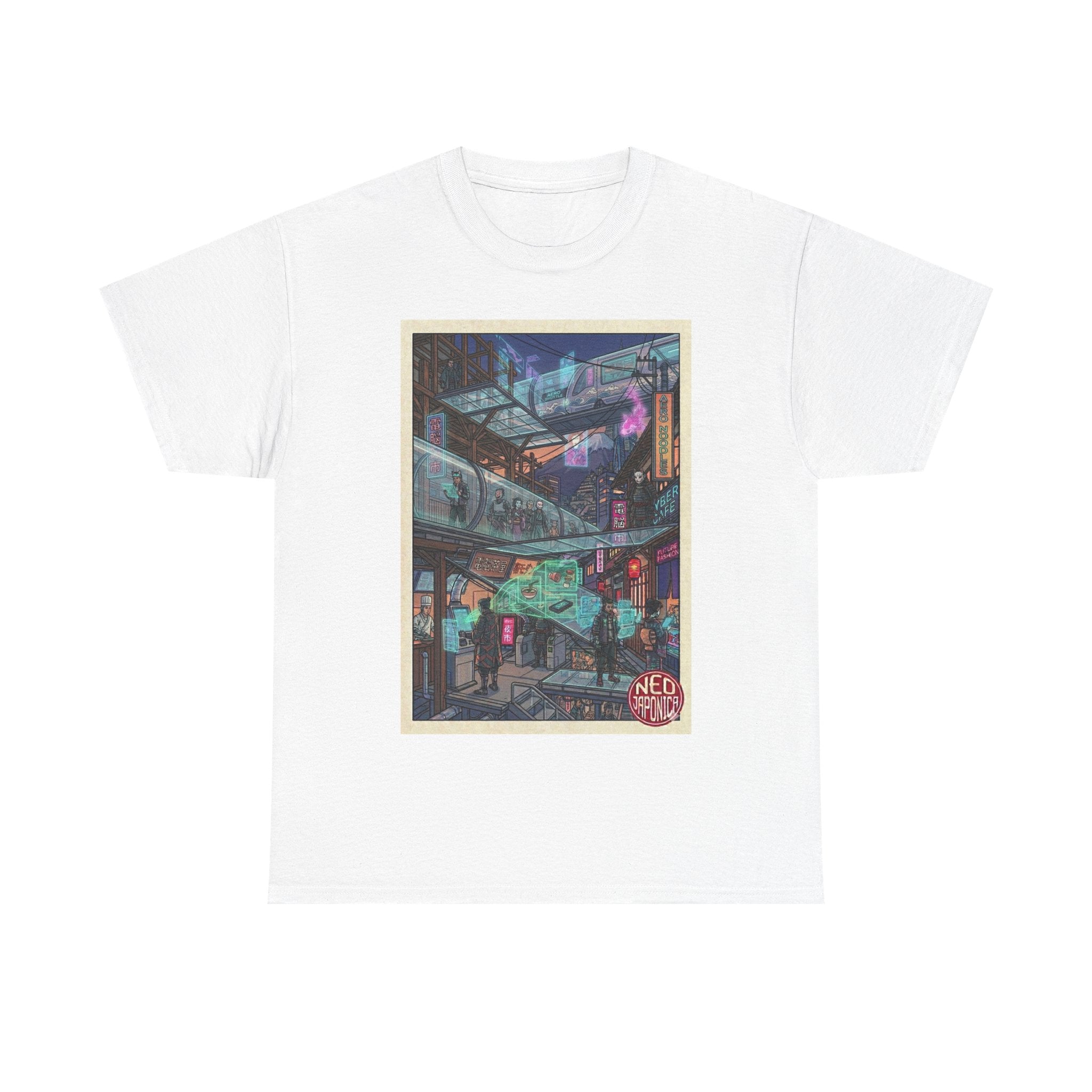 Cyberpunk Cityscape T-Shirt — Neon Alley Urban Art Tee - Japanese Streetwear T-Shirt | Tokyo Style X