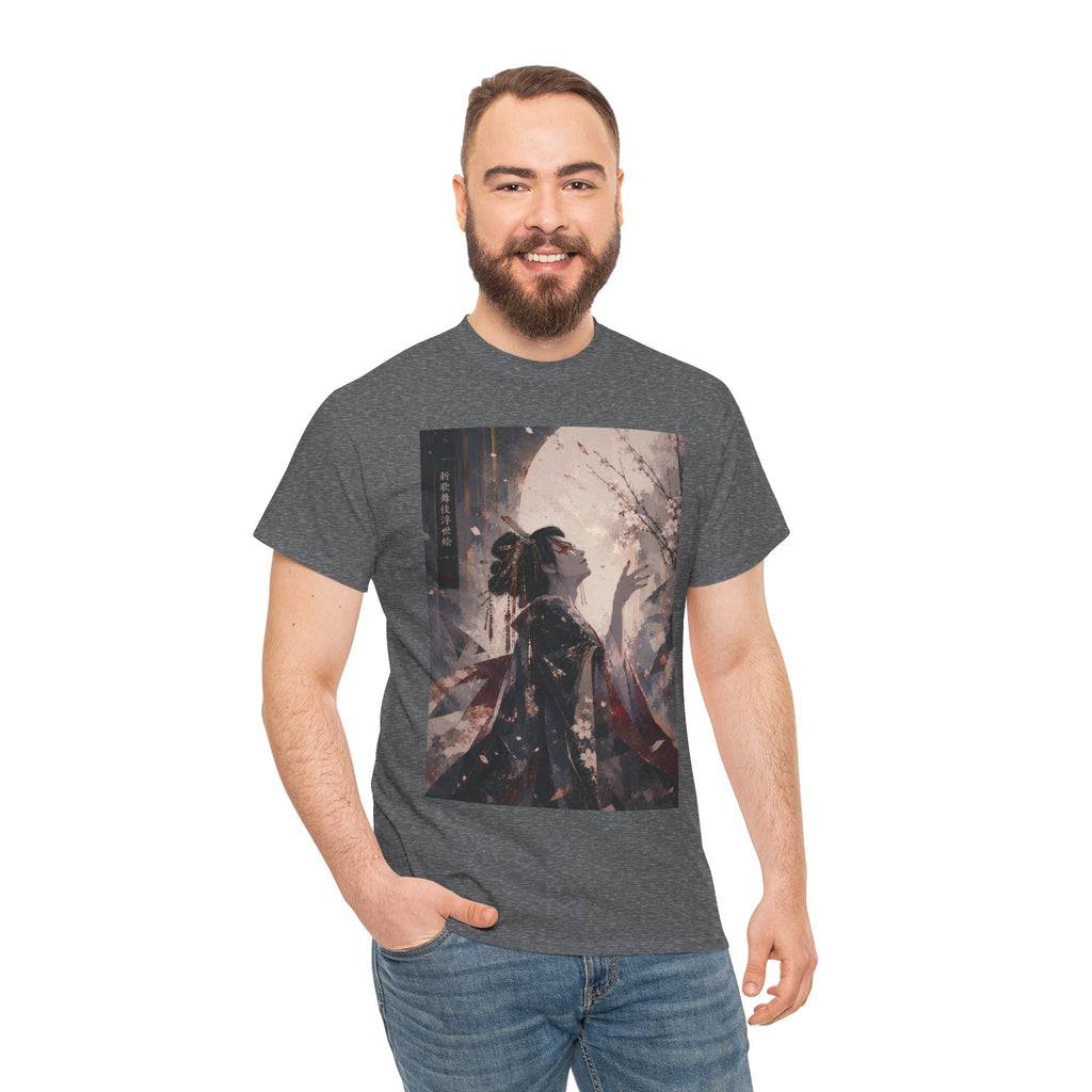 Geisha Moonlight Art Tee — Japanese Aesthetic Graphic T-Shirt