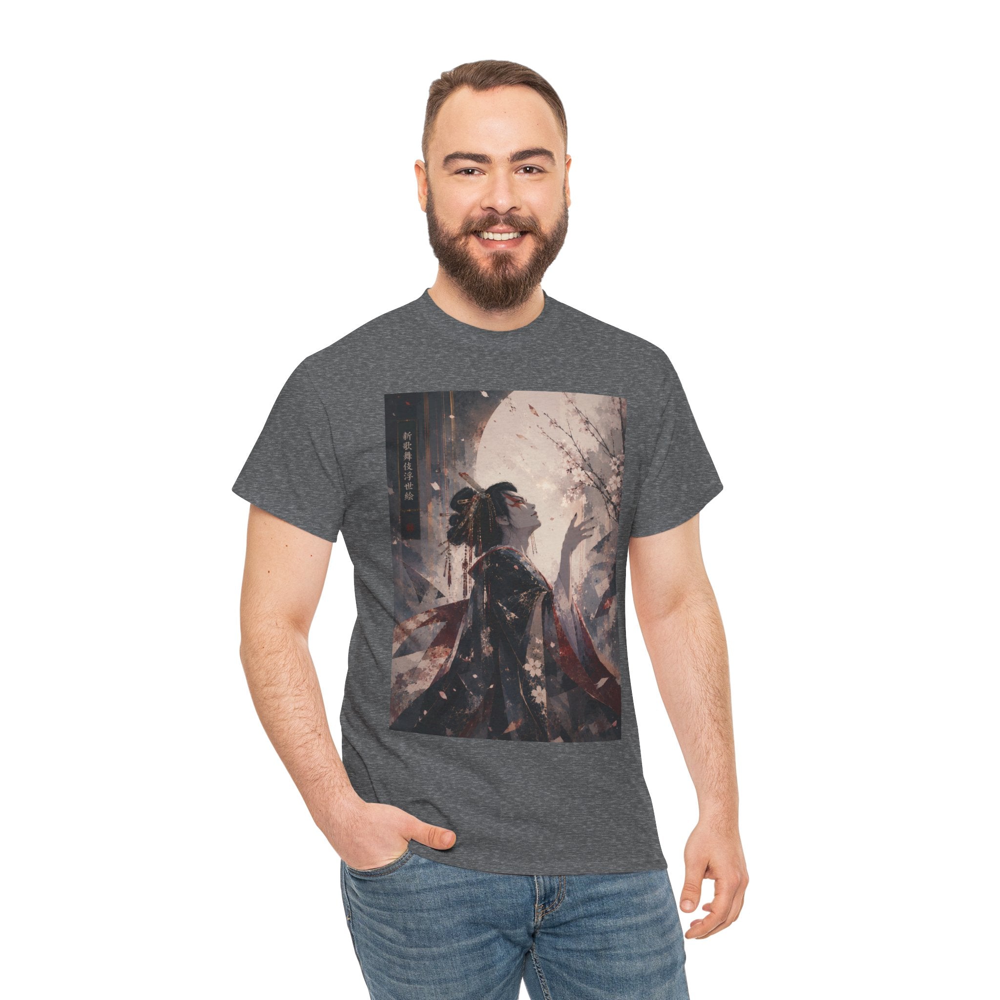 Geisha Moonlight Art Tee — Japanese Aesthetic Graphic T-Shirt