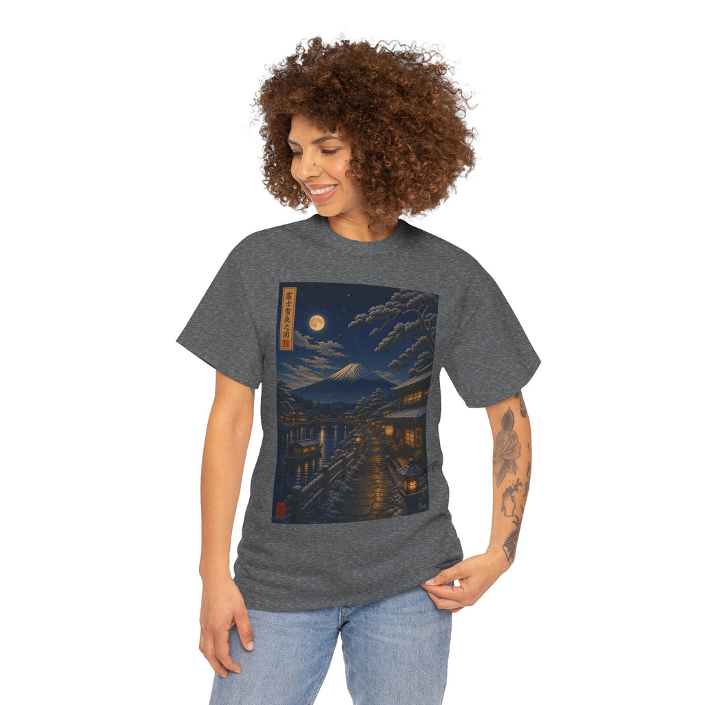 T-Shirt — Moonlit Japanese Street Print (Vintage Ukiyo-e Nightscape)