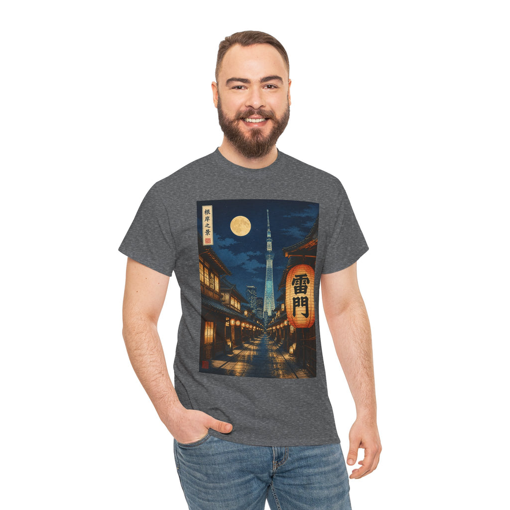 Tokyo Night Street Tee – Vintage Lantern & Skytree Graphic Shirt