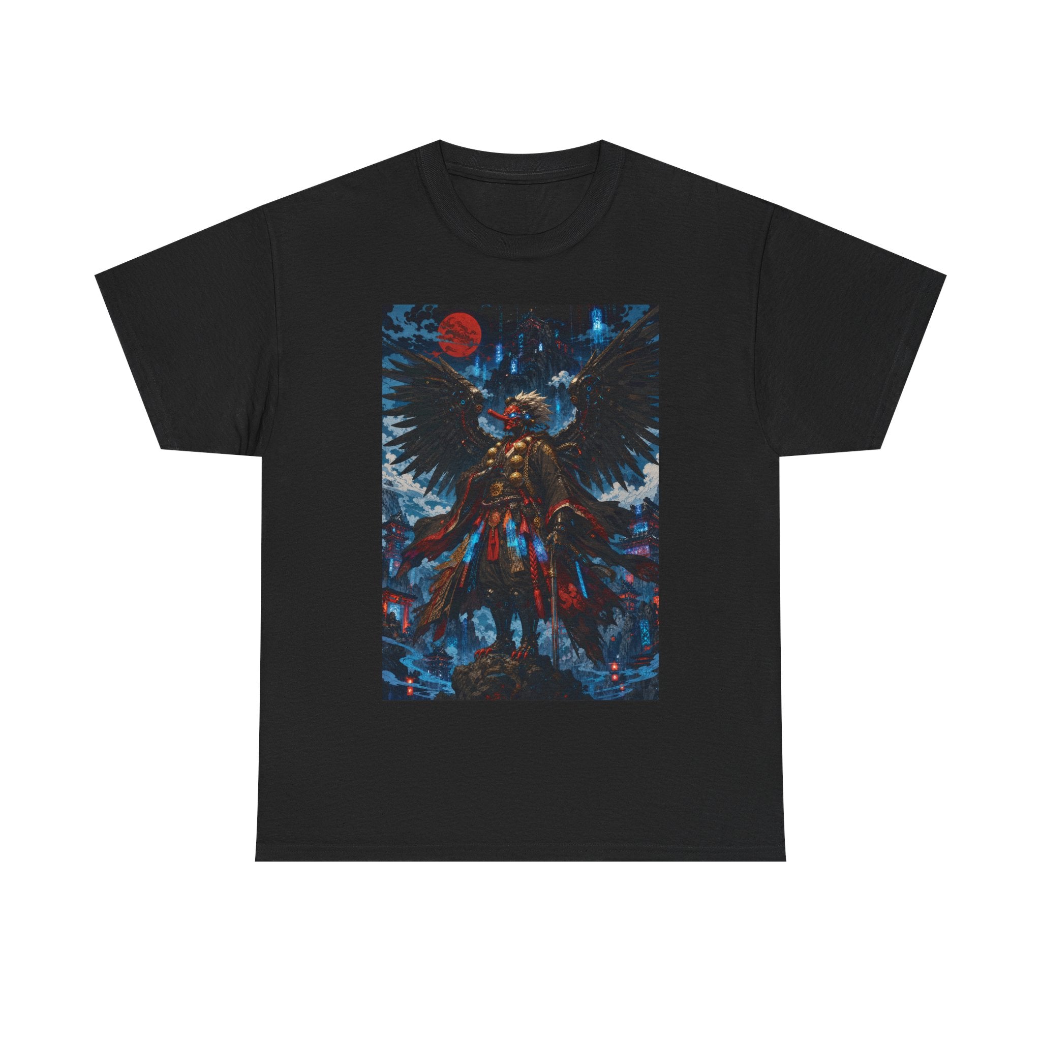Angel of Night Graphic Tee — Dark Fantasy Winged Warrior T-Shirt